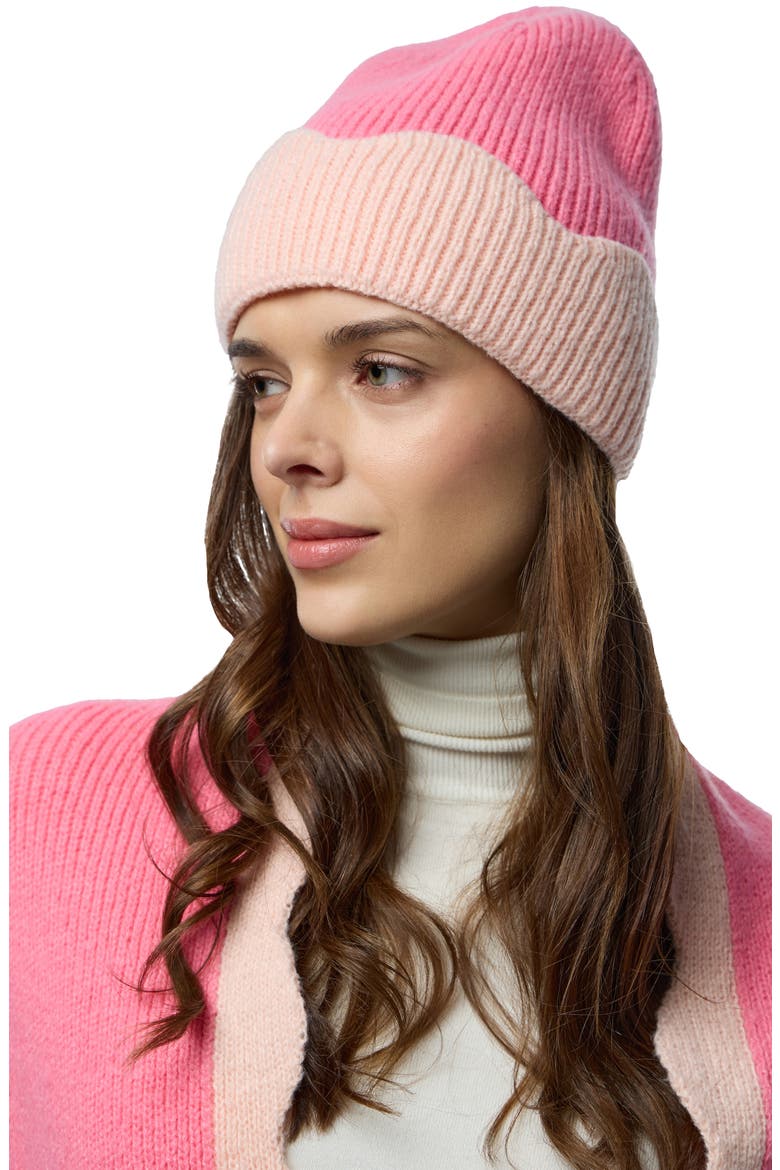 Wavy Trim Cozy Beanie, Main, color, PINK