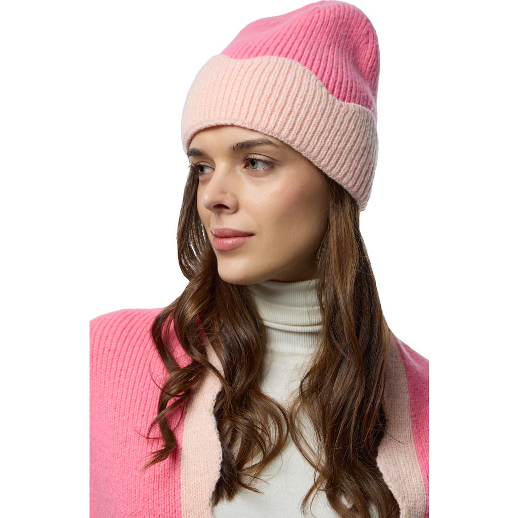 SAACHI Wavy Trim Cozy Beanie in Pink at Nordstrom Rack