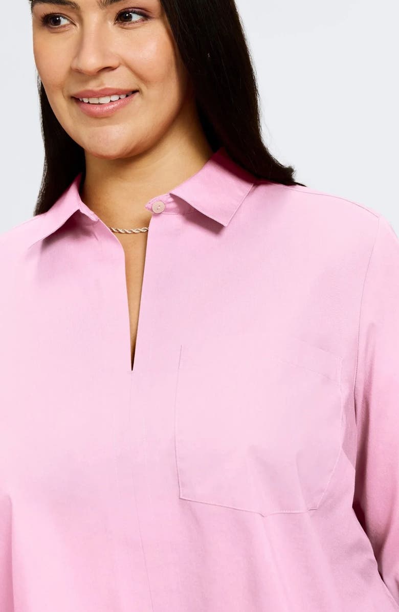 Foxcroft Bella Solid Popover Top, Alternate, color, Bubblegum