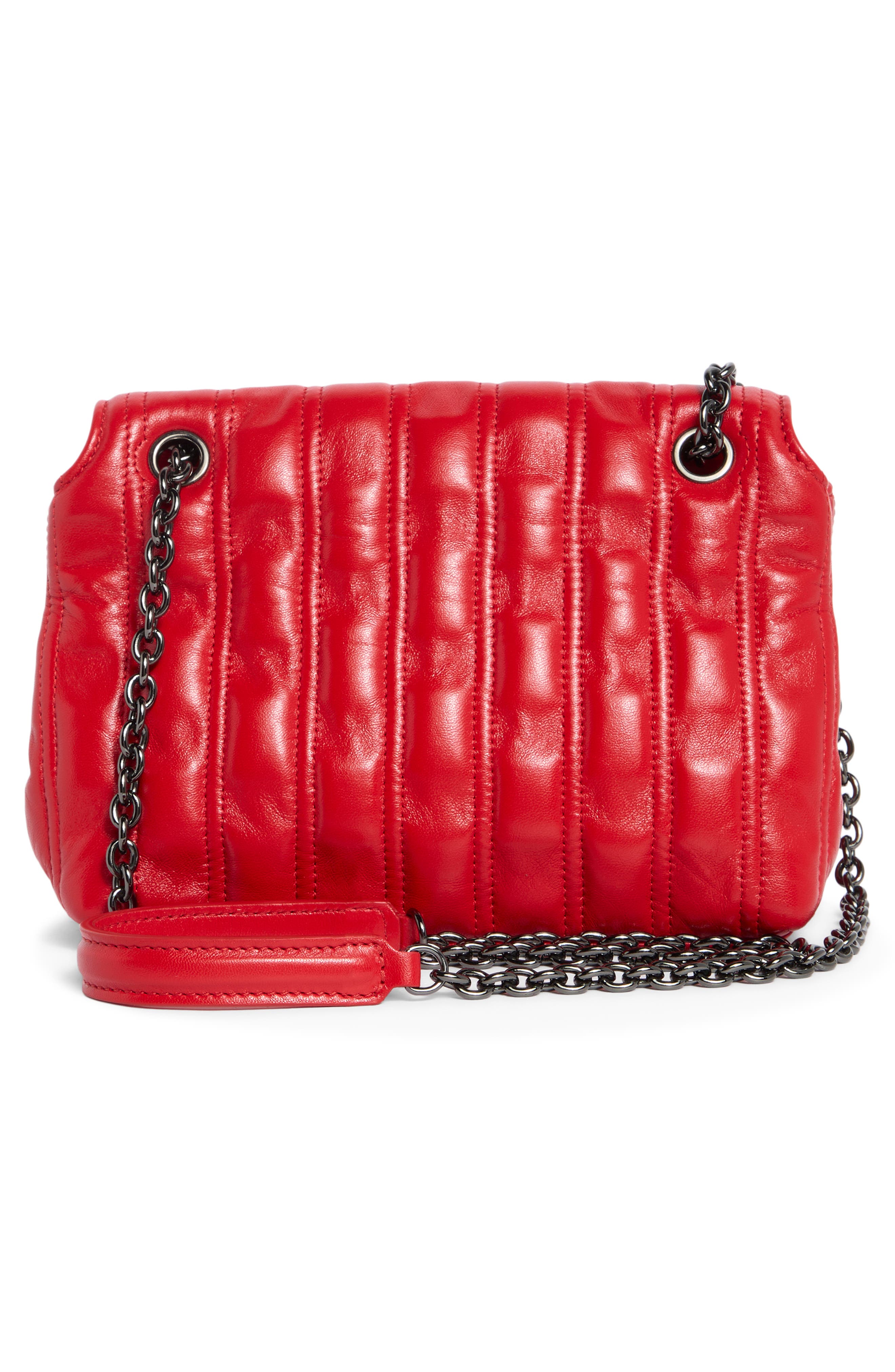 Brioche Small Leather Shoulder Bag, Alternate, color, RED