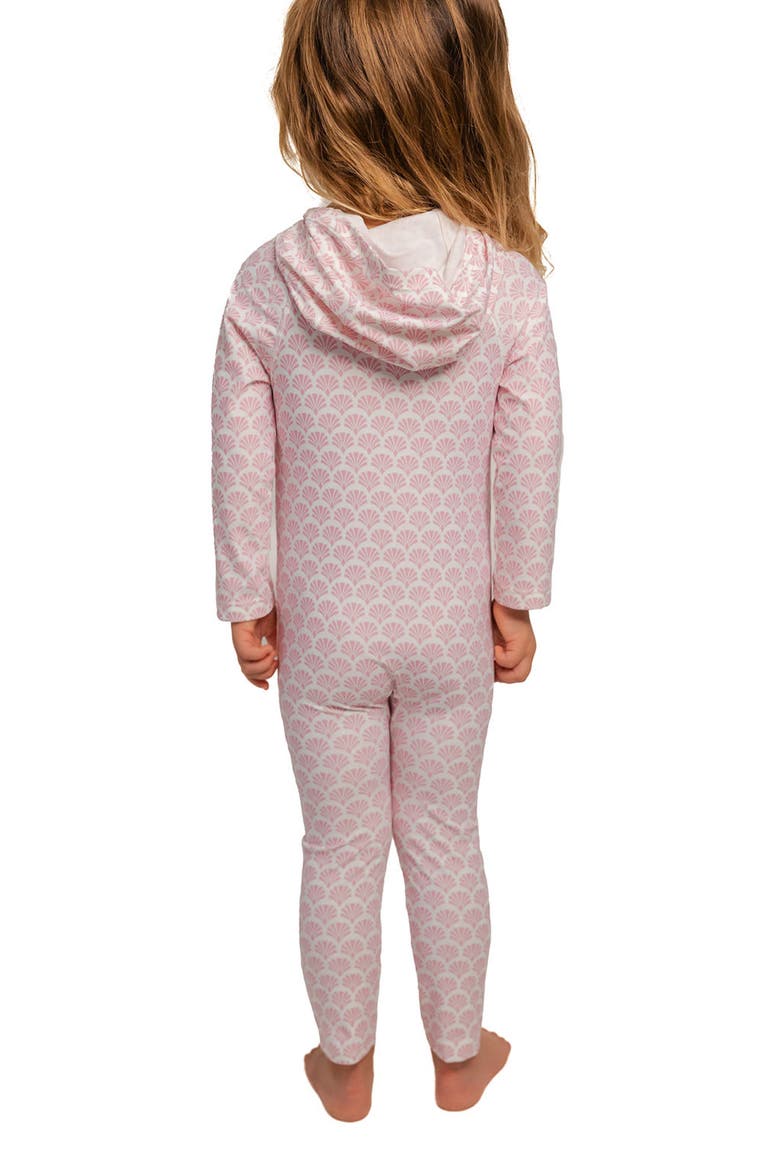 Kids' Floral Long Sleeve Full Body Hooded Swimsuit, Alternate, color, PINK SEASHELL