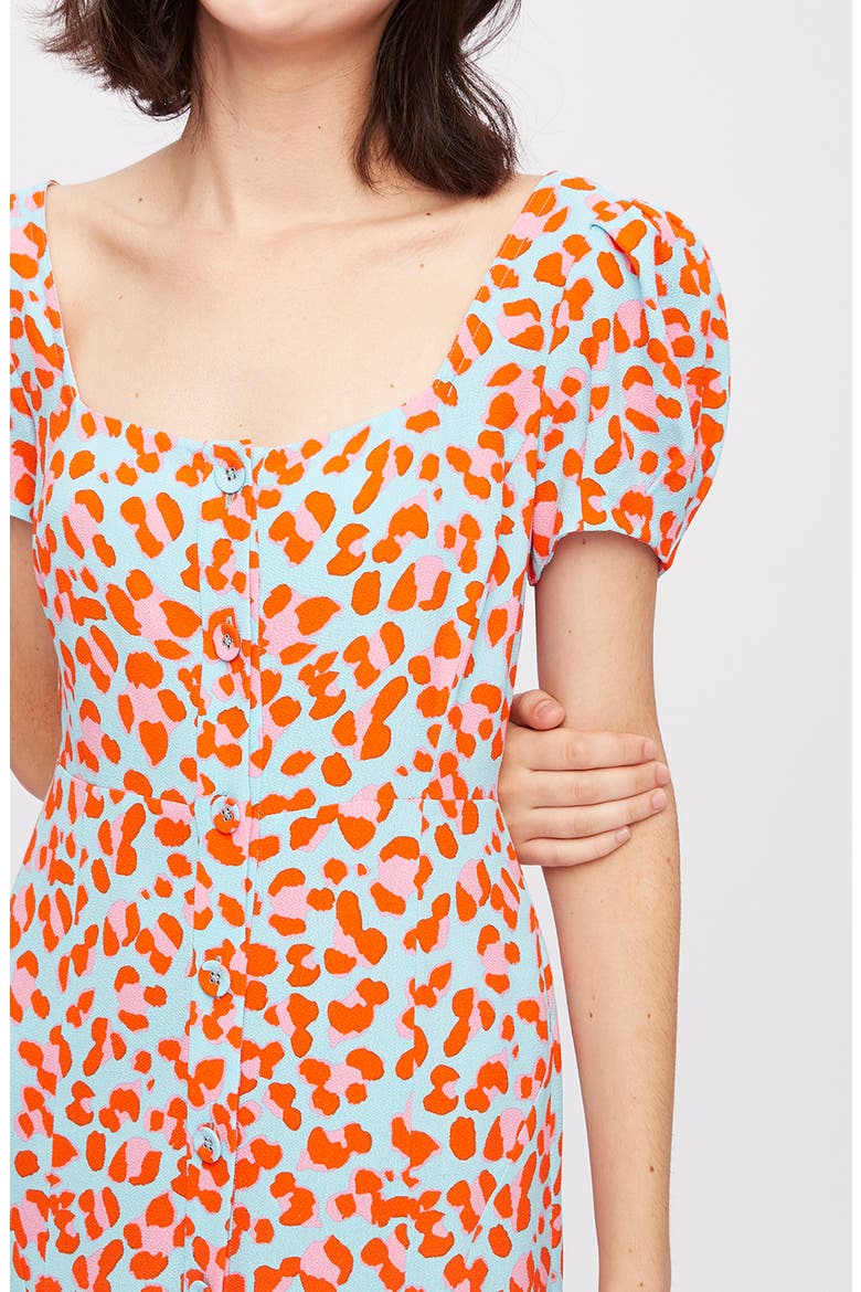 DVF Elena Leopard Dress, Alternate, color, SUMMER LEOPARD MEDIUM SKY BLUE
