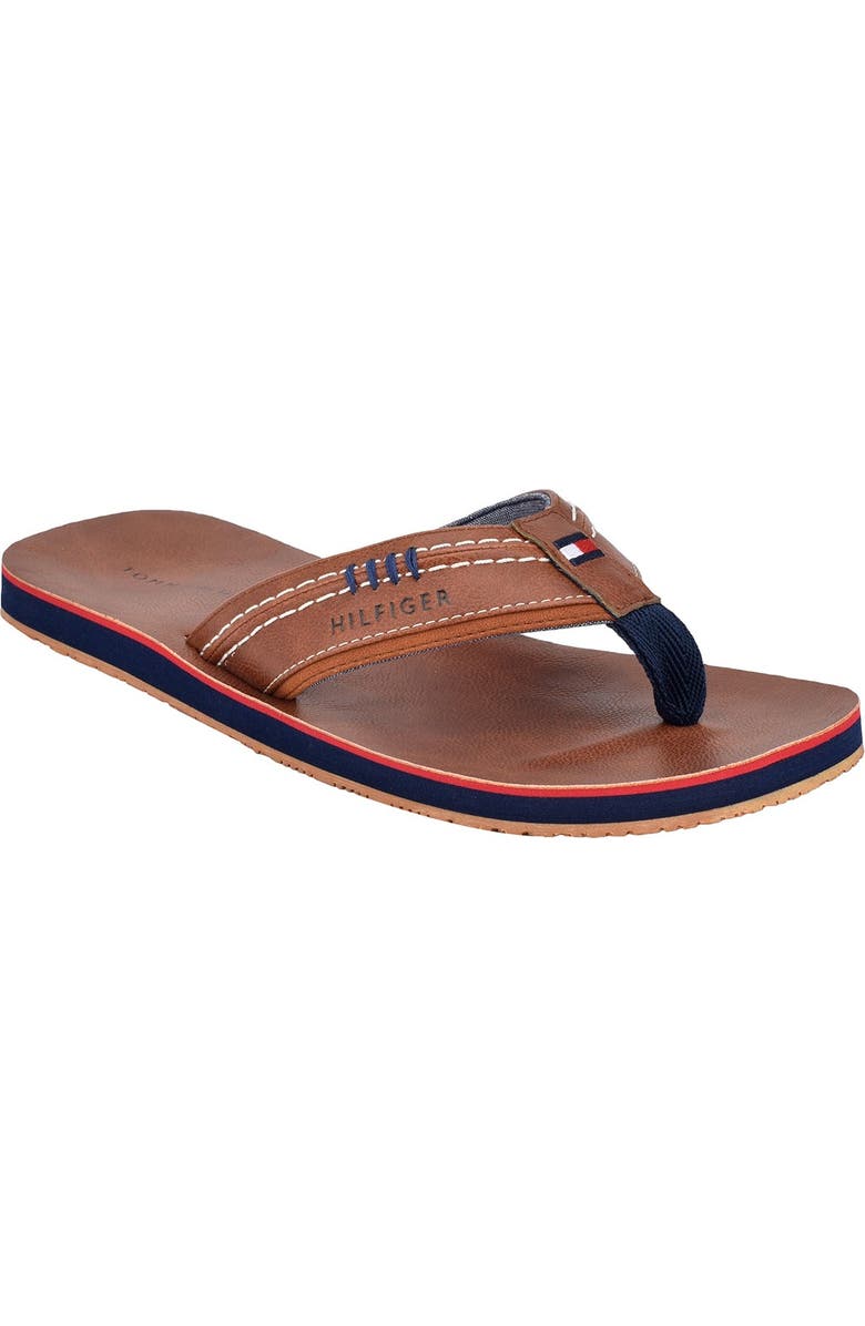 Tommy Hilfiger Destino Flip Flop, Main, color, Cognac