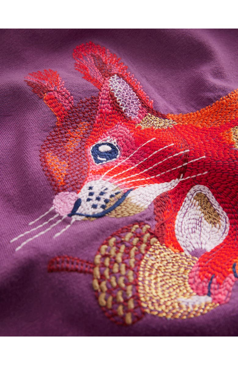 Mini Boden Kids' Squirrel Embroidered Long Sleeve Cotton Graphic T-Shirt, Alternate, color, 