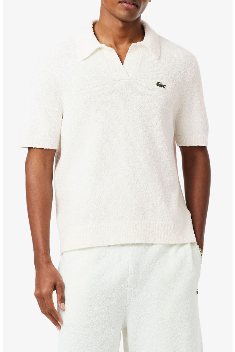 Johnny Collar Cotton Blend Bouclé Knit Polo Sweater, Main, color, FLOUR