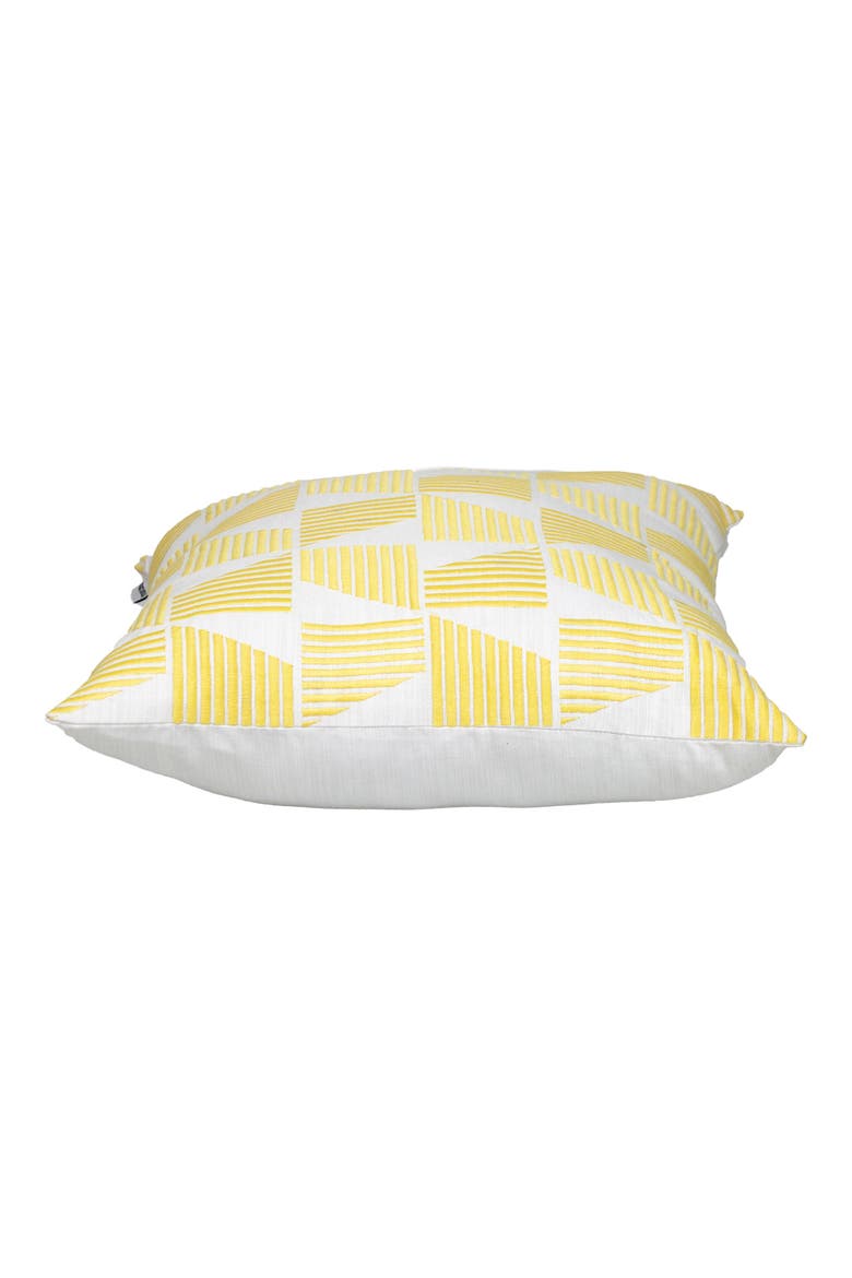 Geometric Embroidered Cotton Pillow, Alternate, color, YELLOW