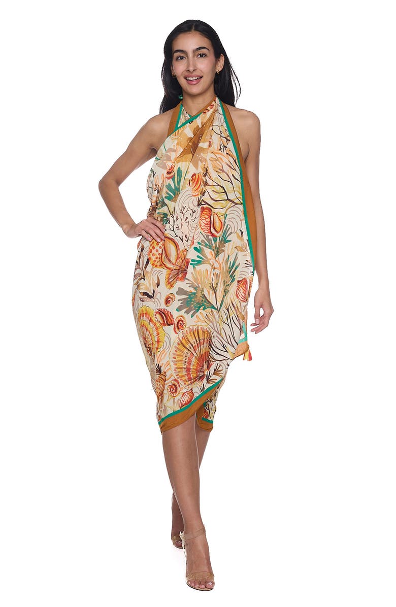 RANEES Pareo Convertible Midi Cover-Up Dress, Alternate, color, Rust