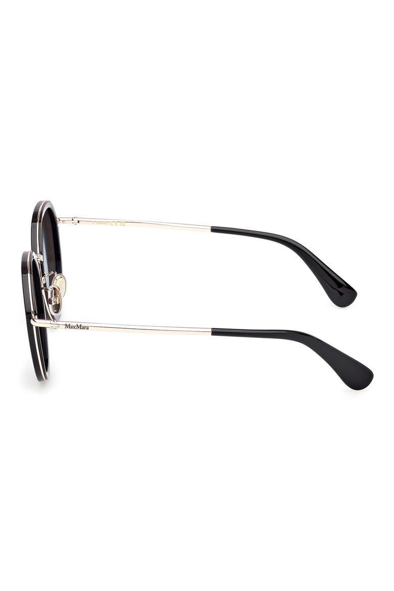 57mm Round Sunglasses, Alternate, color, SHINY BLACK / SMOKE