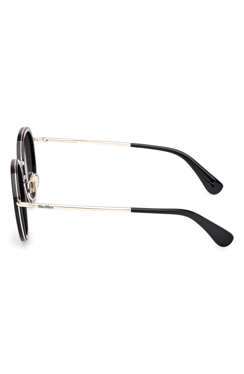 Max Mara 57mm Round Sunglasses, Alternate, color, Shiny Black / Smoke