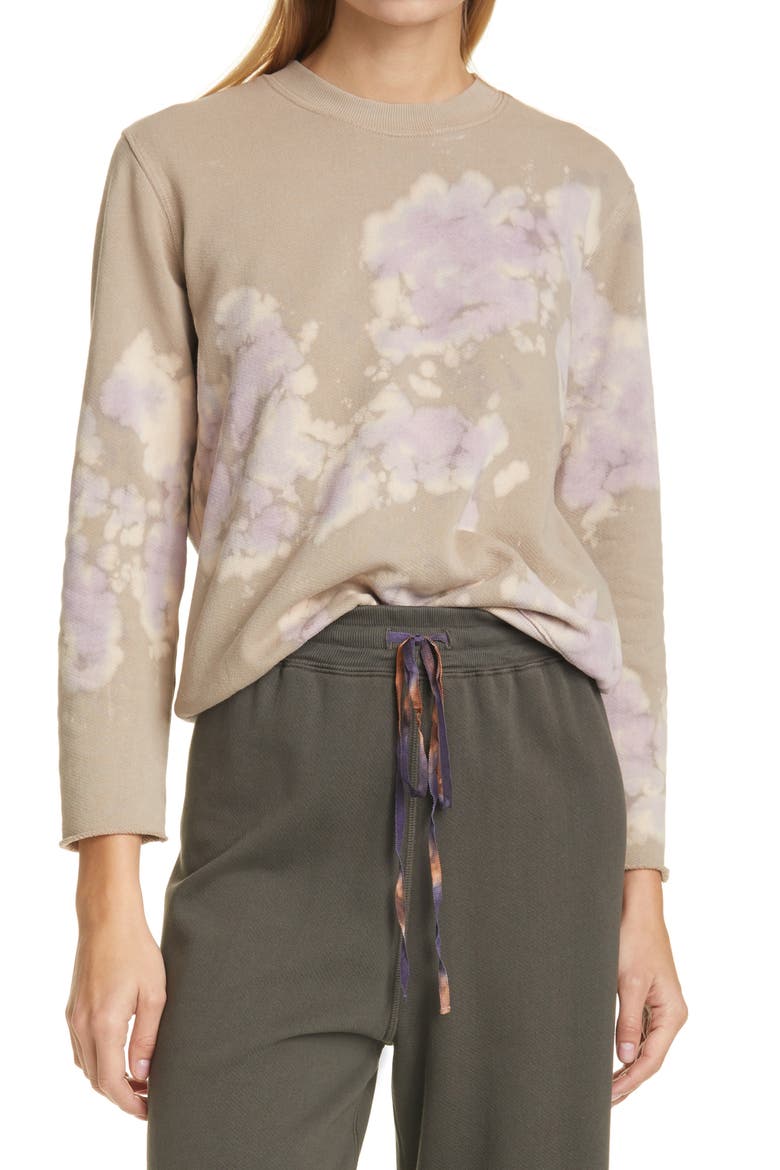Tie Dye Sweatshirt, Main, color, TAUPE LILAC TIE DYE