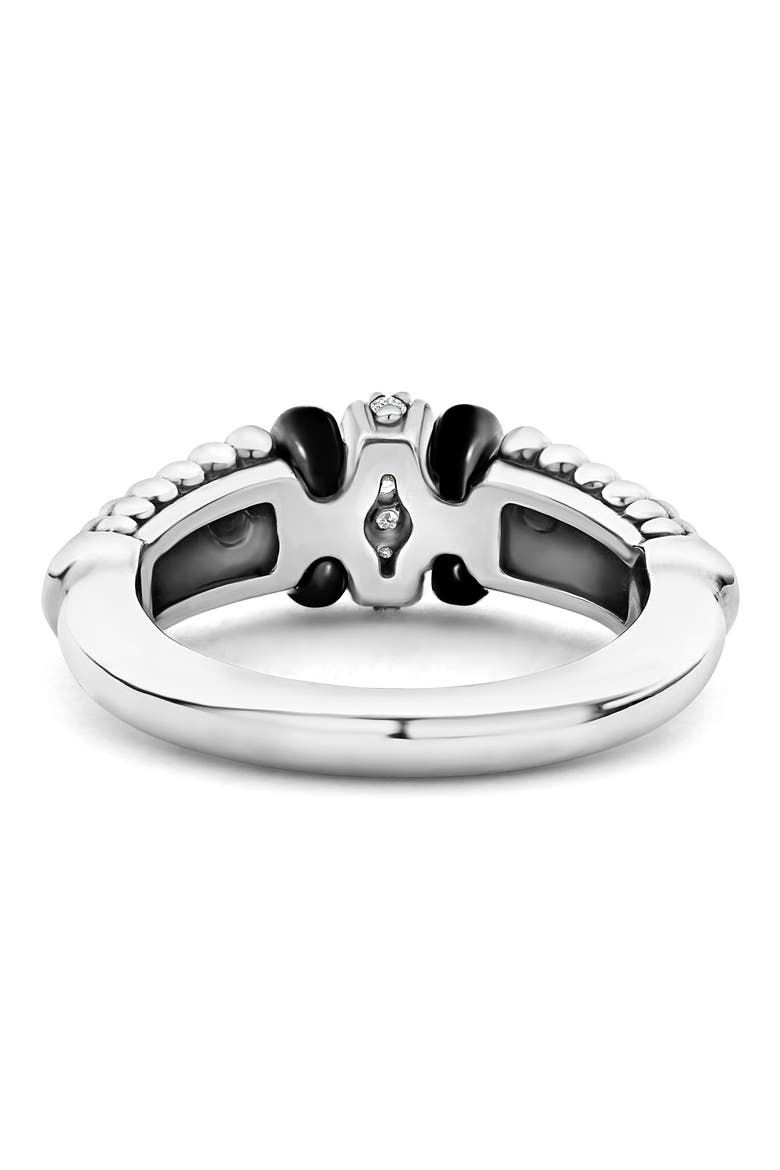 Black Caviar Diamond Small Link Ring, Alternate, color, BLACK