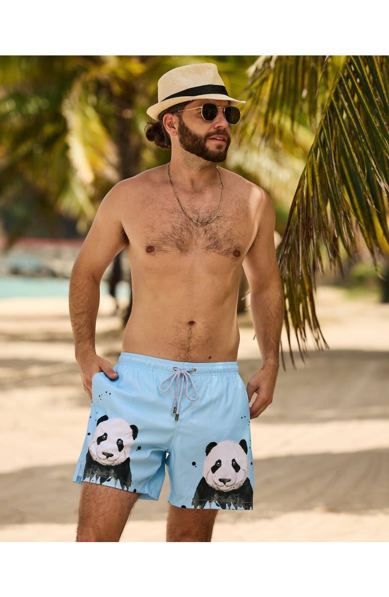 Kenny Flowers The Panda Party - Blue - Swim Trunks, Alternate, color, Light Blue