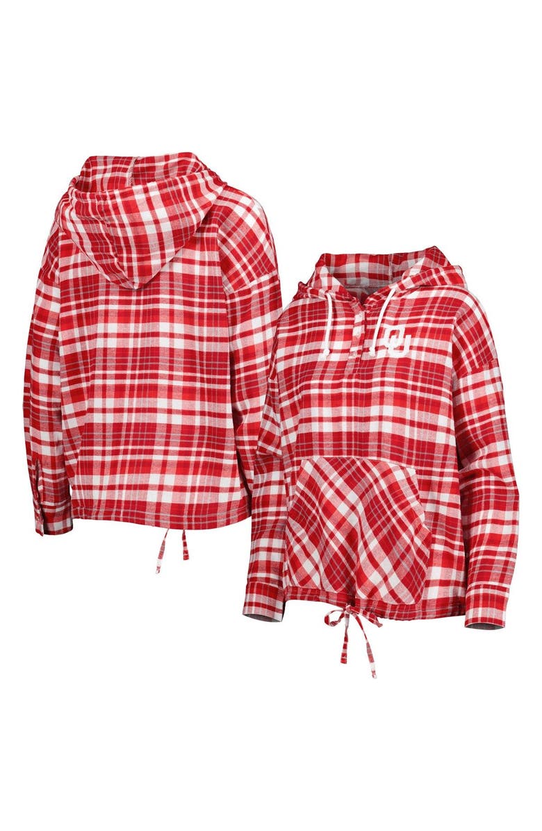 CONCEPTS SPORT Women's Concepts Sport Crimson Oklahoma Sooners Mainstay Lightweight Flannel Plaid Pullover Hoodie, Main, color, Crimson