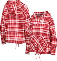 CONCEPTS SPORT Women's Concepts Sport Crimson Oklahoma Sooners Mainstay Lightweight Flannel Plaid Pullover Hoodie