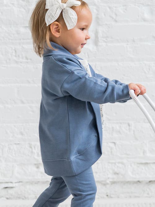 Kendi Finola Fleece Cocoon Cardigan In Blue