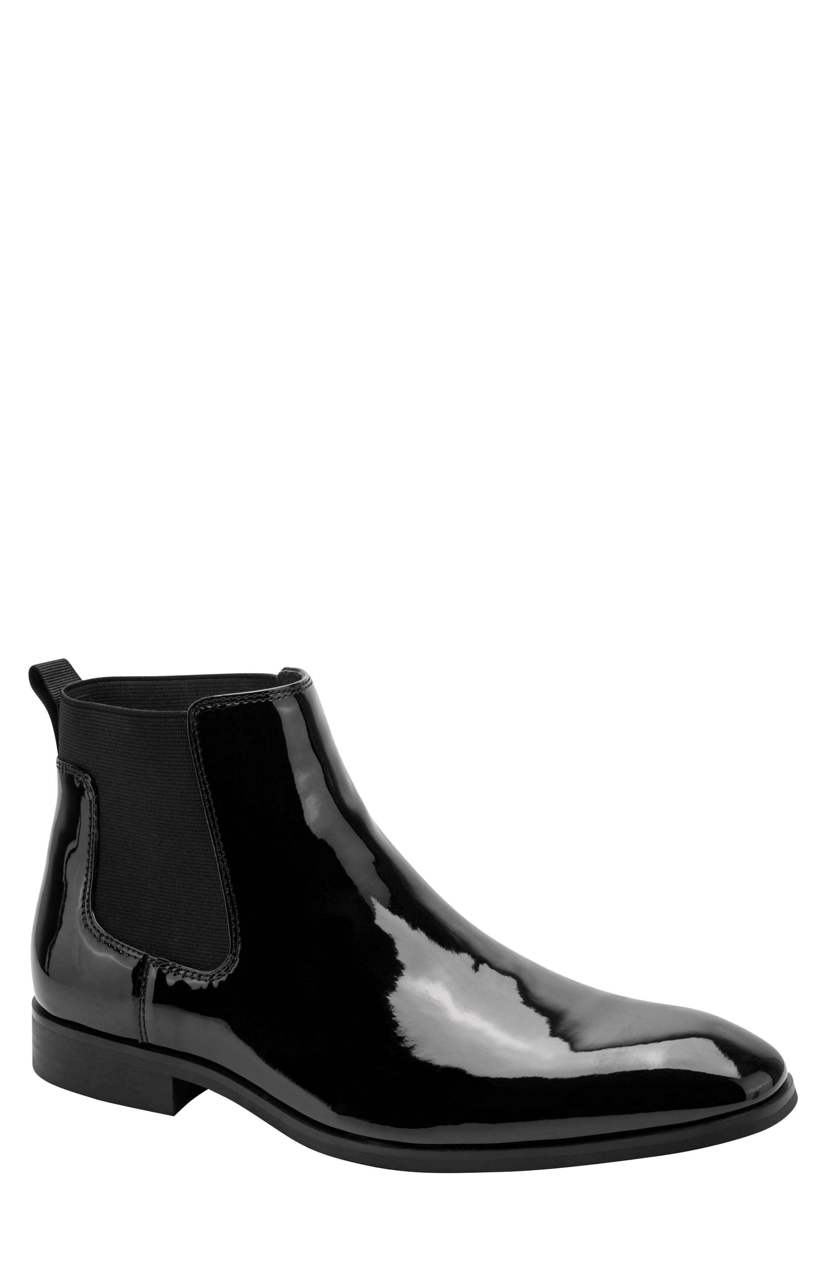Hulard Faux Leather Chelsea Boot, Main, color, BLACK PATENT