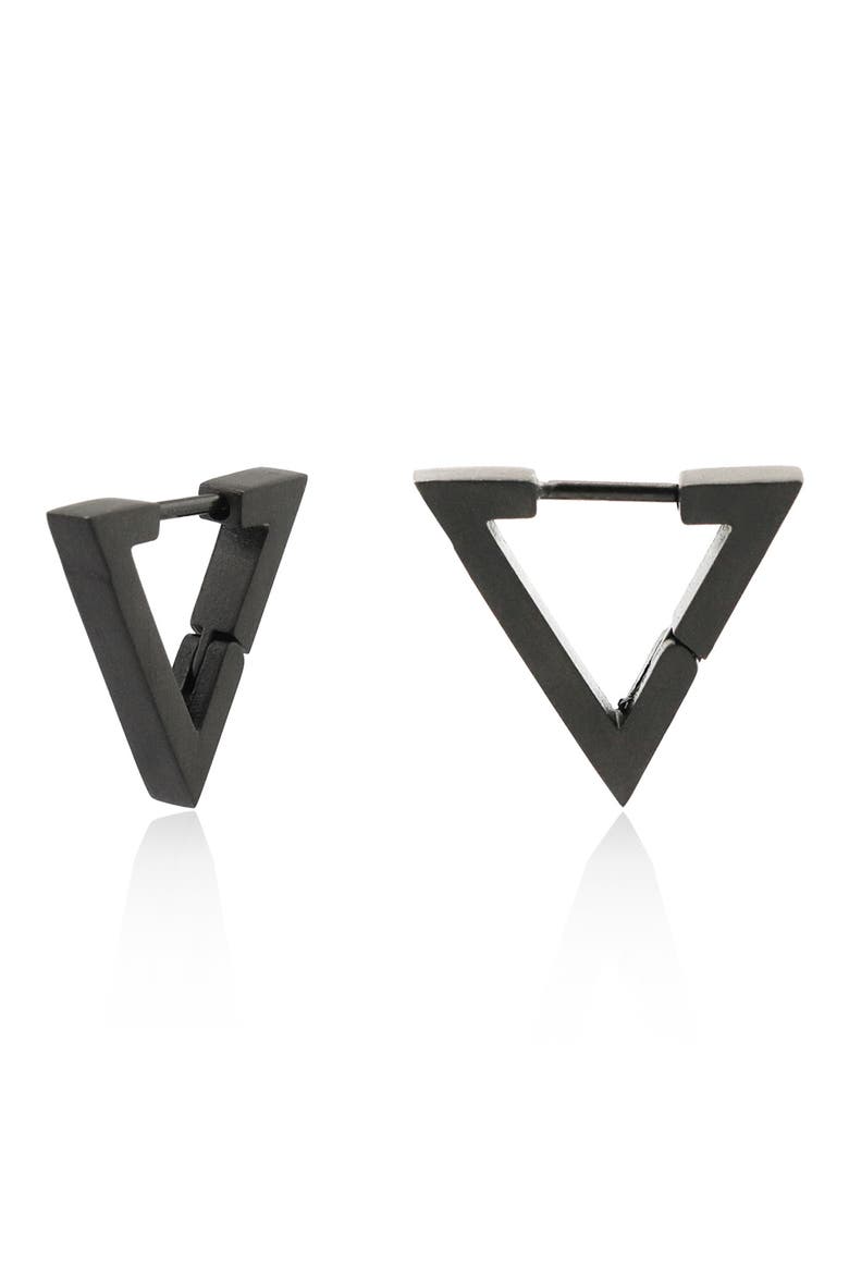 Triangle Hoop Earrings, Main, color, GUNMETAL