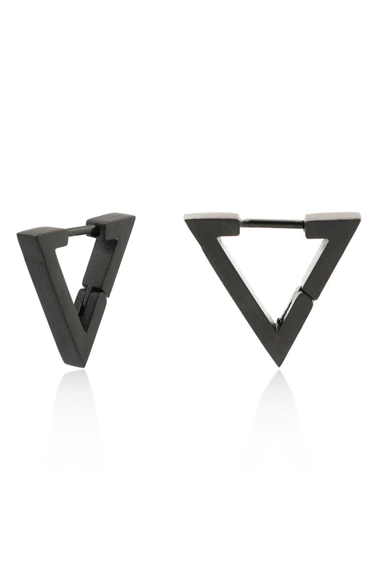 REBL Triangle Hoop Earrings, Main, color, Gunmetal