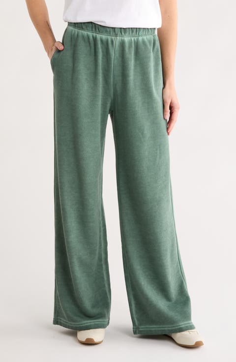 Brushed Fleece Wide Leg Sweatpants (Regular & Plus)