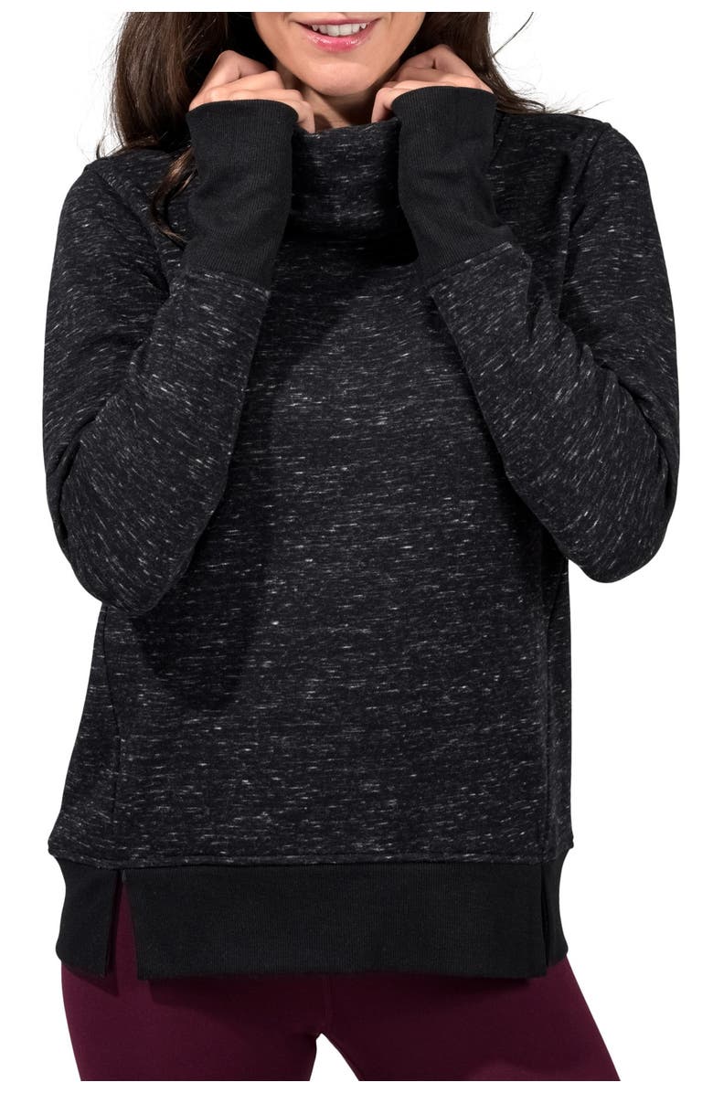 90 DEGREE BY REFLEX Funnel Neck Thumbhole Sleeve Pullover, Alternate, color, 