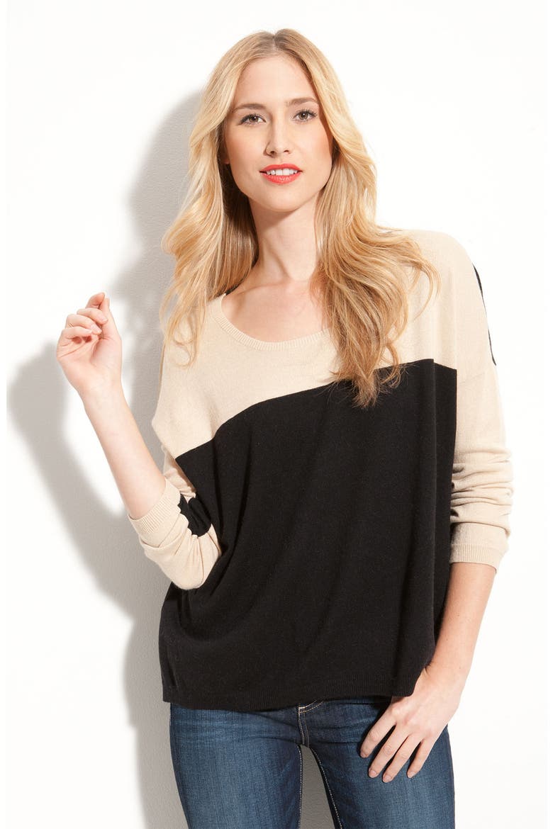 Dolman Sleeve Colorblock Sweater, Main, color, NATURAL / BLACK