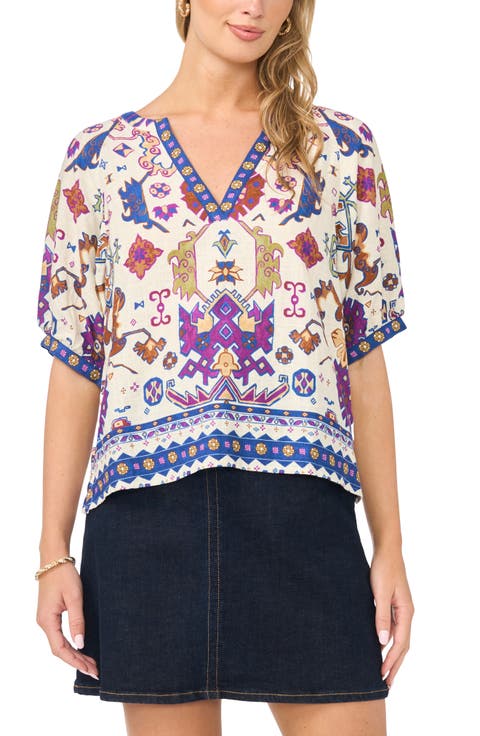 Printed Puff Sleeve Top (Regular & Petite)