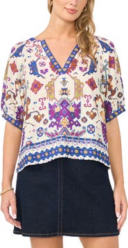 Vince Camuto Printed Puff Sleeve Top