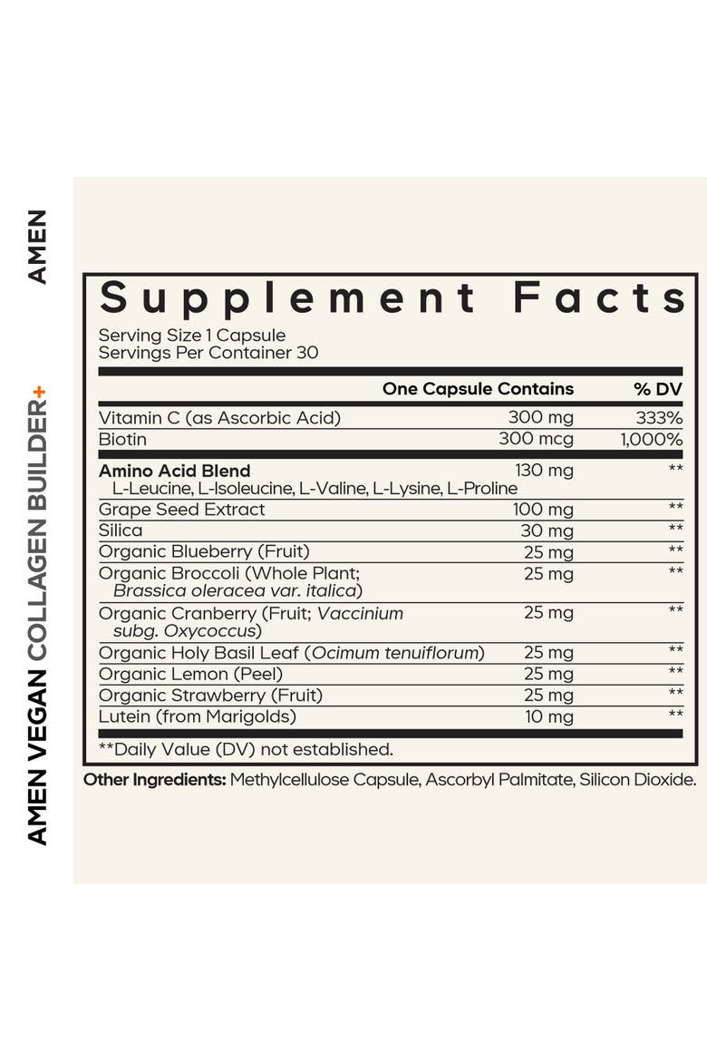 Amen Vegan Collagen Builder Supplement, Alternate, color, White
