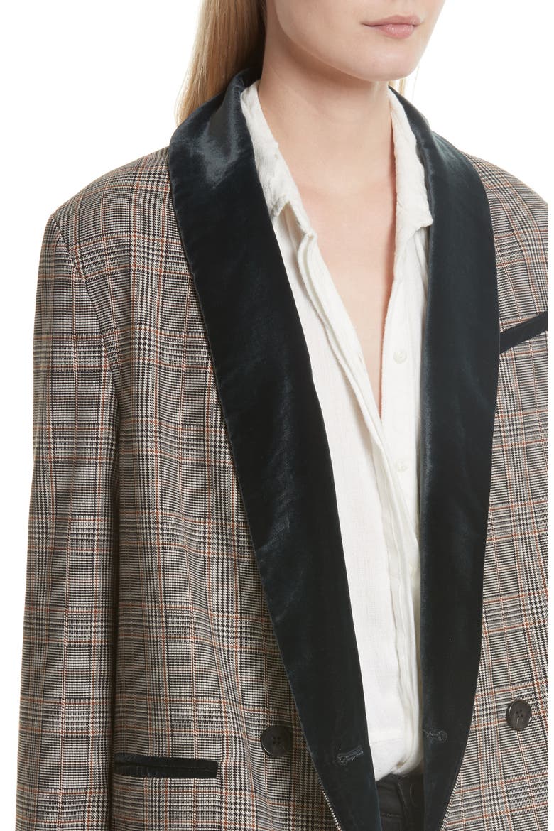 Velvet Trim Blazer, Alternate, color, BLACK COMBO
