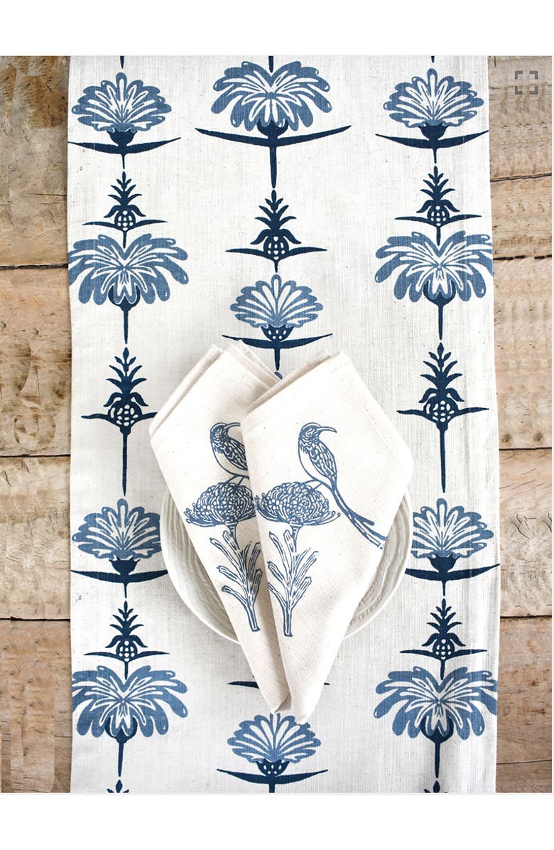 FRENCH HOME Tropical Garden Table Runner, Alternate, color, Indigo And Sky