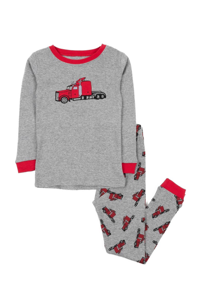 Leveret Kids Cotton Two-Piece Printed Pajamas, Vehicles & Machines, Main, color, Trailer