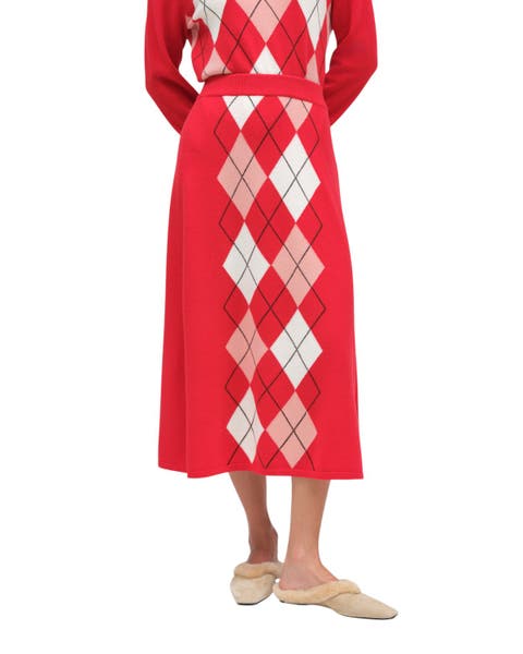 Wool-Cashmere Argyle Skirt