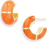 Lizzie Fortunato Zellige Peach Aventurine Hoop Earrings