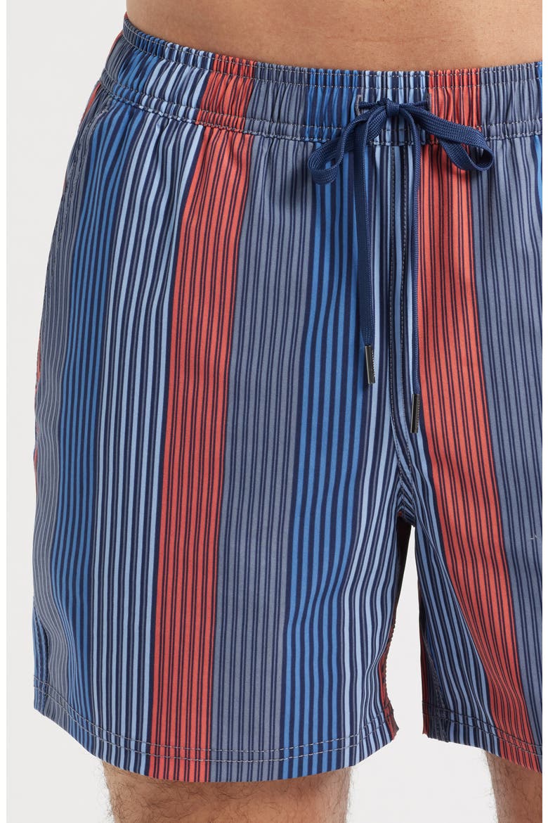 The Bungalow Stripe Water Repellent Swim Trunks, Alternate, color, BLUE TOWEL STRIPE