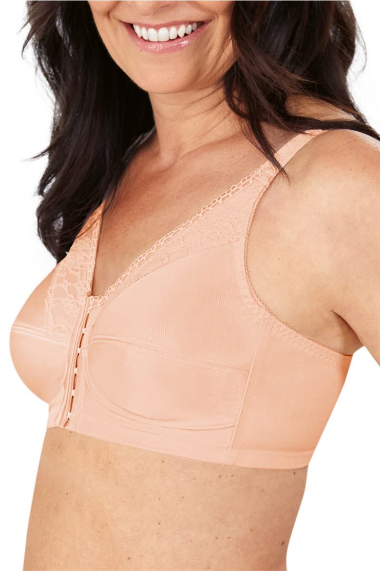 Nancy Wire-Free Bra with Front Closure, Alternate, color, blush
