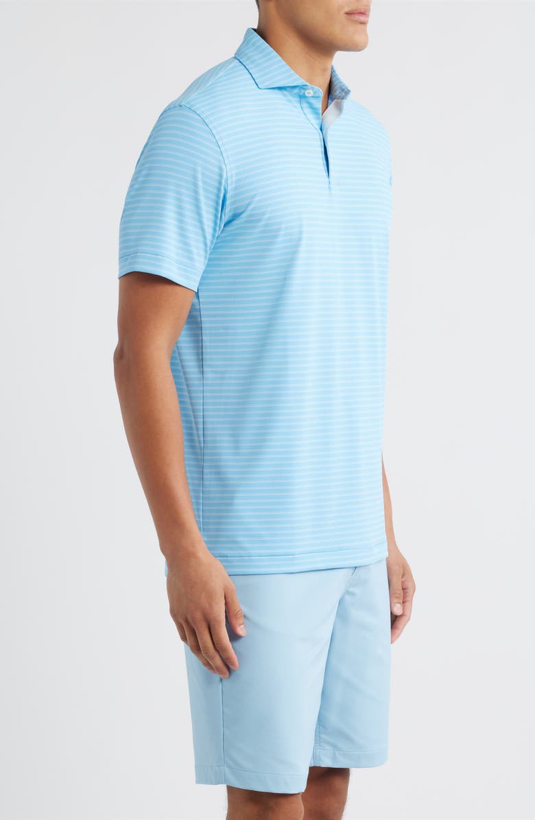Peter Millar Bridge Stripe Performance Jersey Polo, Alternate, color, Blue Topaz