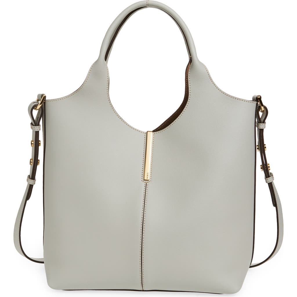 Tod's Small Ebr Top Handle Leather Tote In Cromo Chiaro
