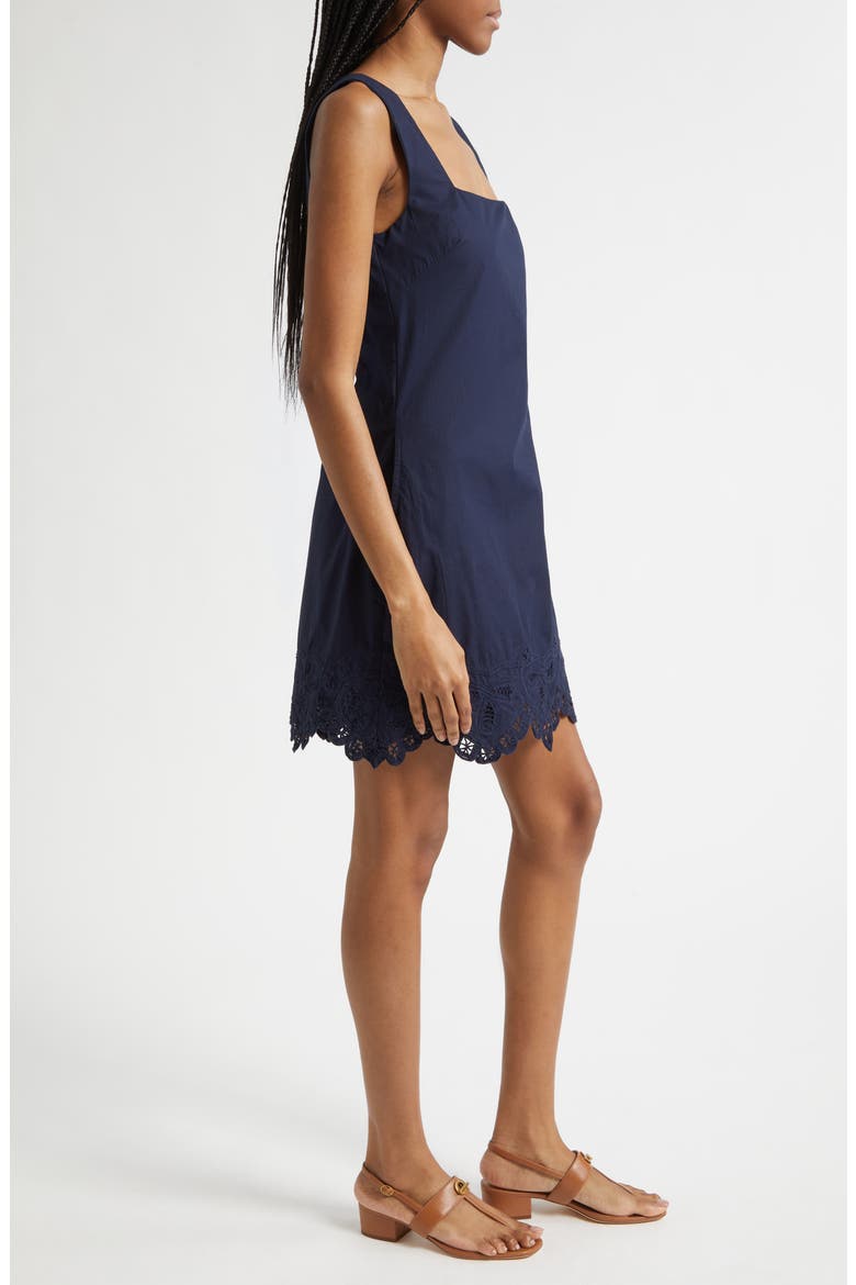 Shanice Embroidered Detail Linen Blend Dress, Alternate, color, NAVY