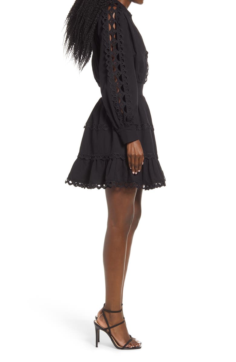 Endless Rose Lace Trim Dress, Alternate, color, Black