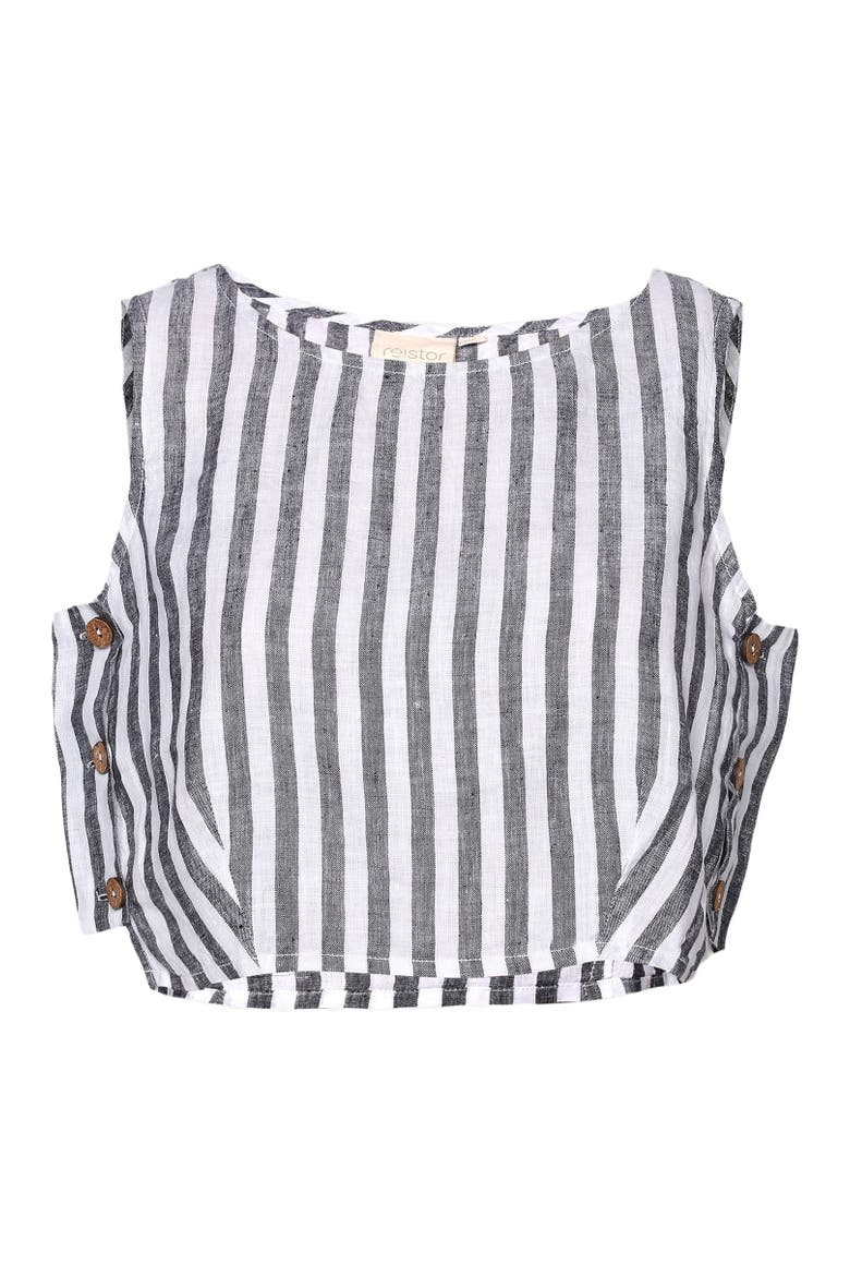 Boxy Crop Top, Alternate, color, Striped Linen