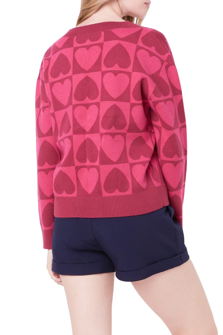 Heart V-Neck Pullover Sweater, Alternate, color, PINK MULTI