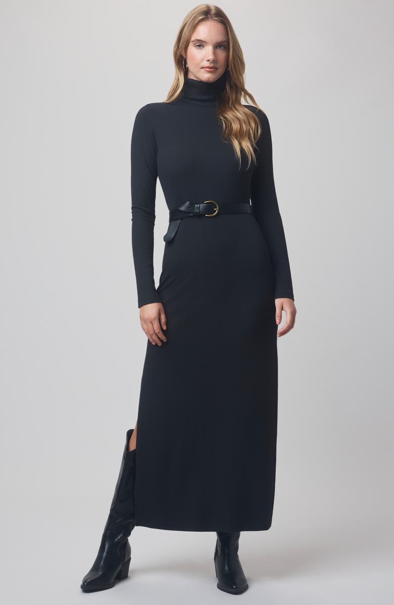 Splendid x @cellajaneblog Rib Turtleneck Dress, Alternate, color, Black