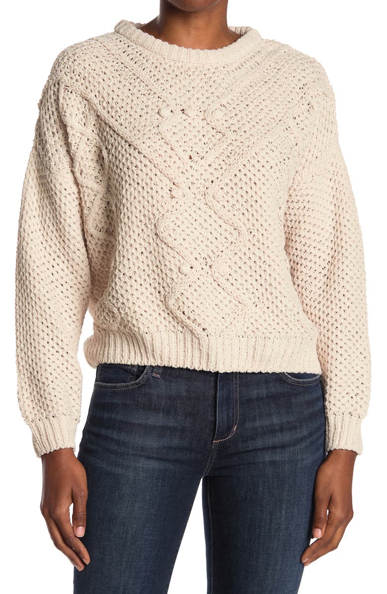 Love Tree Cable Knit Dolman Crop Sweater, Main, color,