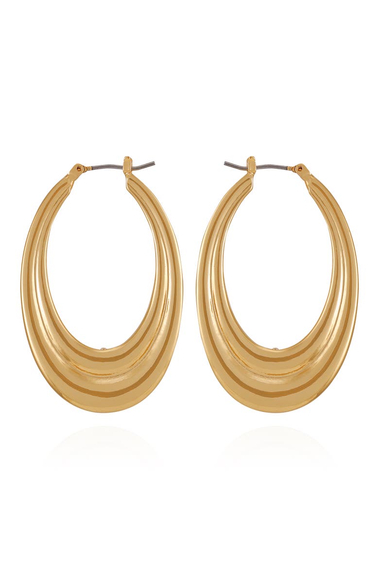 Oval Hoop Earrings, Alternate, color, GOLDTONE