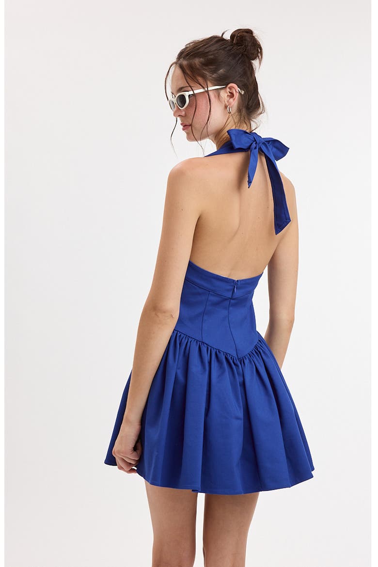 Sleeveless Halter Minidress, Alternate, color, BLUE