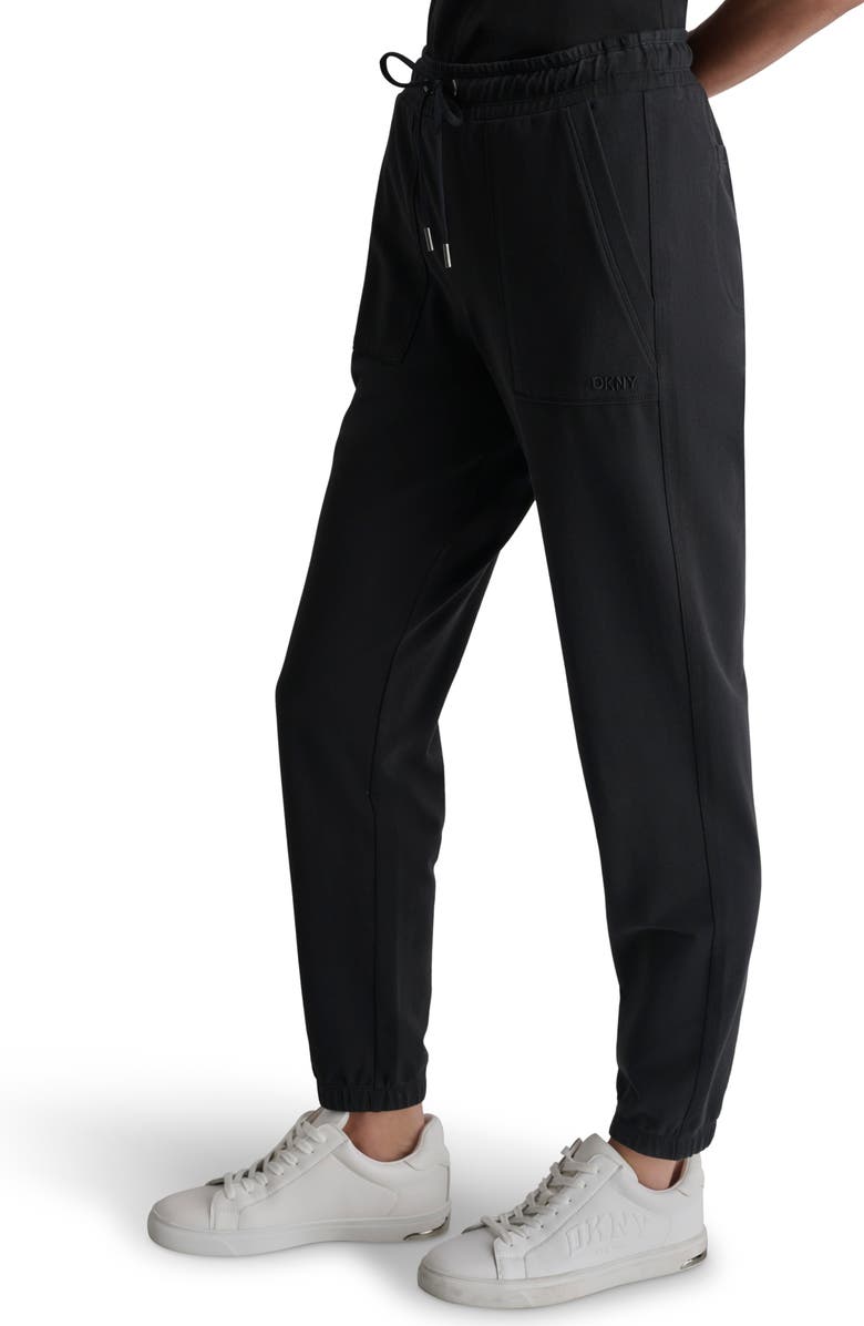 DKNY Smocked Waist Joggers, Alternate, color, Black