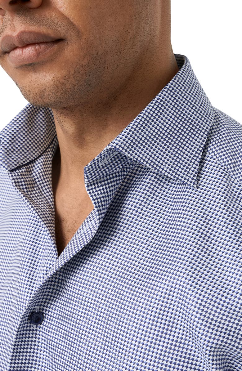 Eton Slim Fit Houndstooth King Twill Dress Shirt, Alternate, color, Dark Blue