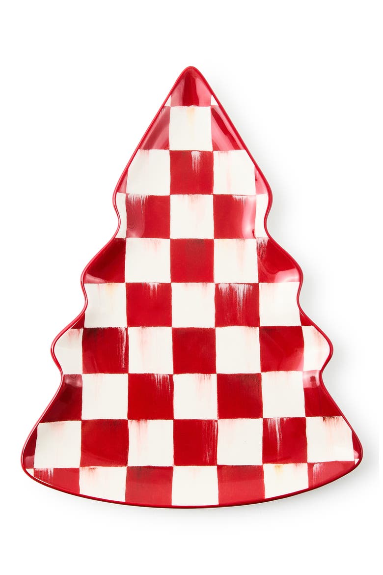 Cherry Check Tree Serving Dish, Main, color, RED
