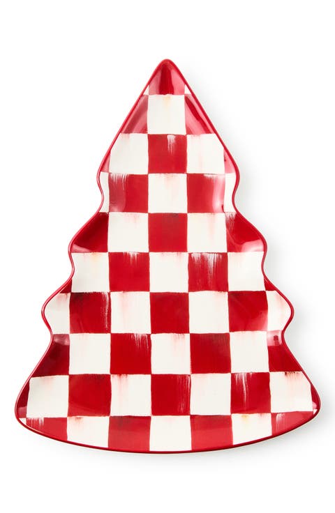 Cherry Check Tree Serving Dish