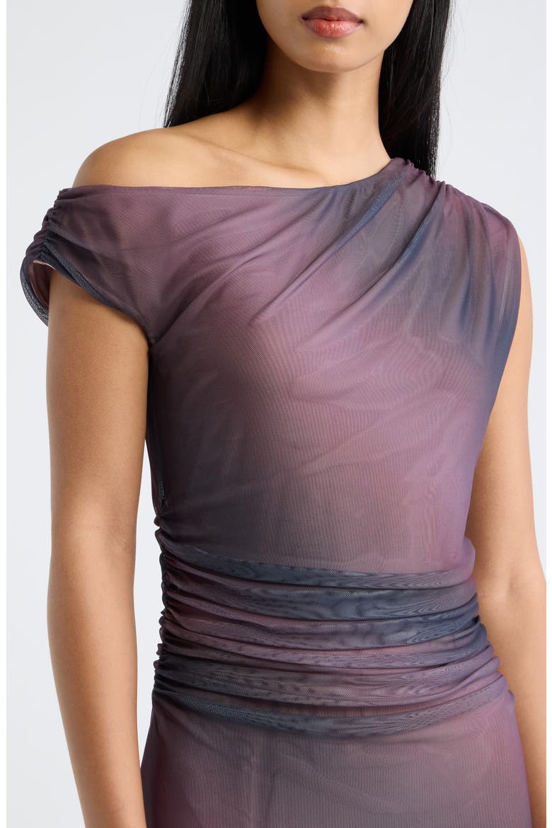 Finley Ruched Mesh Maxi Dress, Alternate, color, PLUM